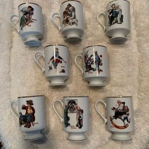 Set of 8 Norman Rockwell mugs 1981